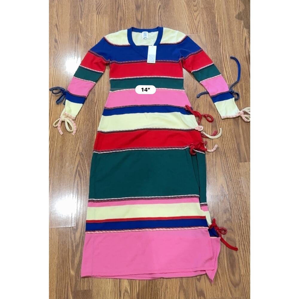 Rosie Assoulin Bow-Detailed Striped Wool Midi Fitted Dress XS Multicolor Runway - Picture 10 of 16